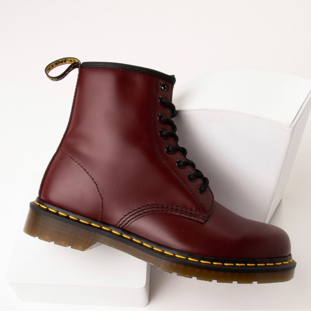 Dr Martens Airwair Smooth Leather Lace Up Cherry Red Boots